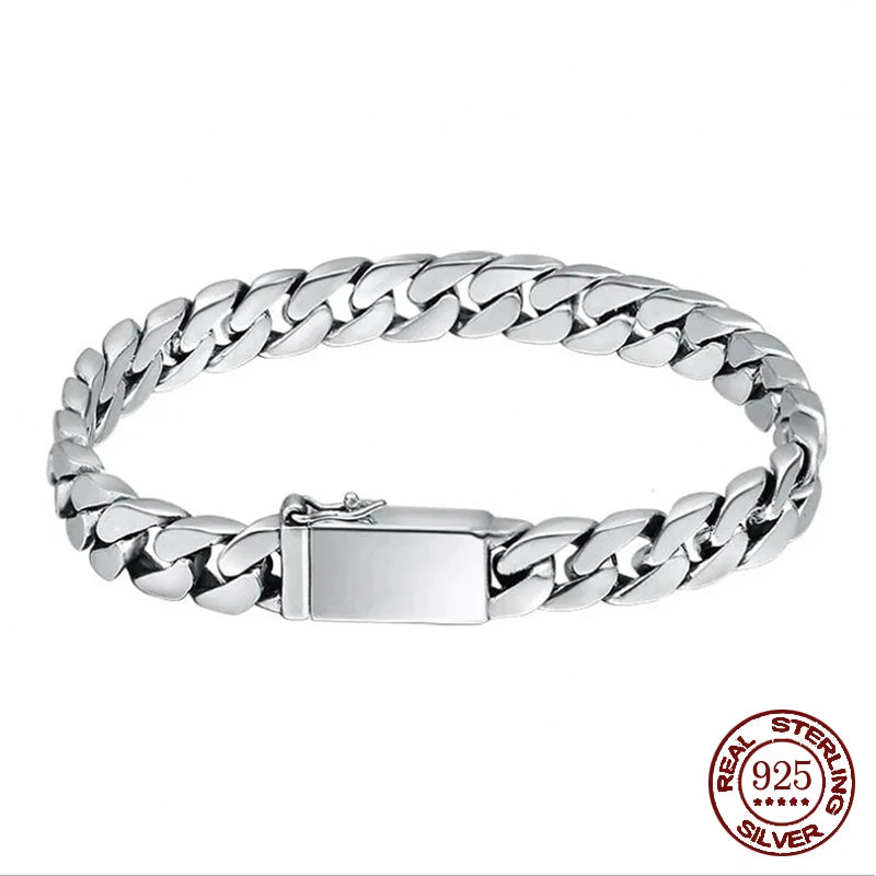 100% S925 Sterling Silver Necklace Bracelet Punk S925 Silver Jewelry Never Fade Carry certificate Men Women Jewelry Gifts