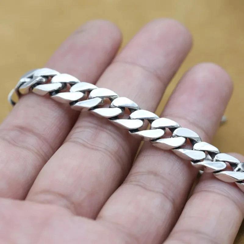 100% S925 Sterling Silver Necklace Bracelet Punk S925 Silver Jewelry Never Fade Carry certificate Men Women Jewelry Gifts