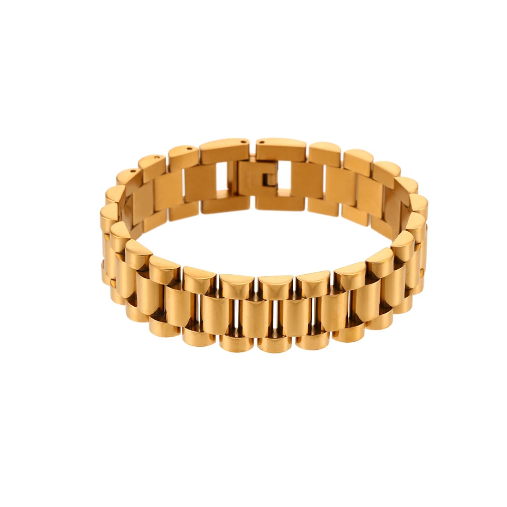 E.B.belle 2024 New Stainless Steel Gold Plated Detachable Wristbands Bracelets Bangles For Women Men Gold Wrap Bracelets