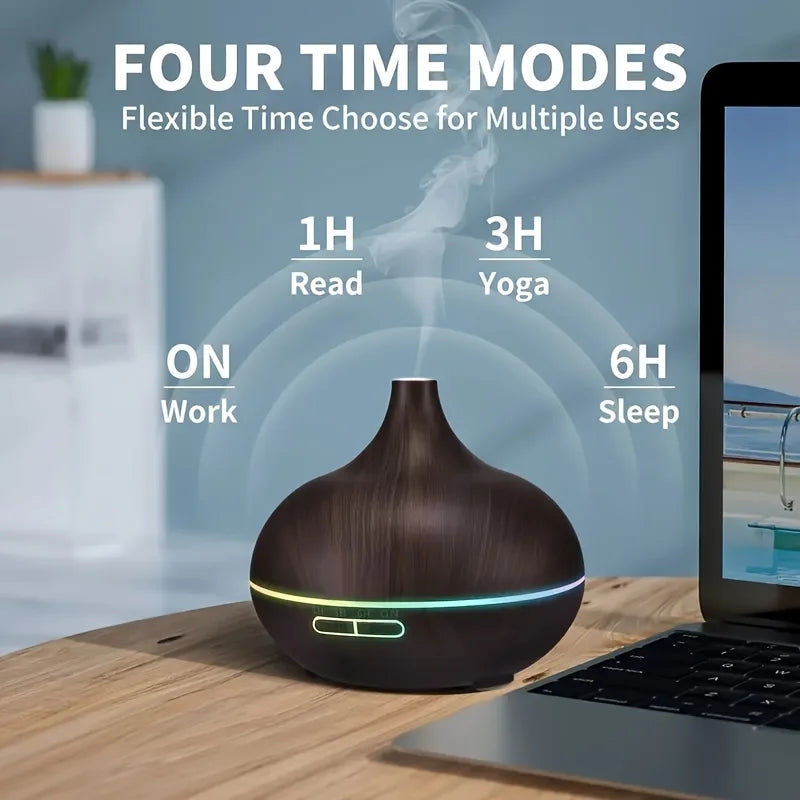 Diffuser For Home 550ml Aromatherapy Essential Oil Diffuser Wood Grain Remote Control Ultrasonic Air Humidifier Cool 7 Color LED