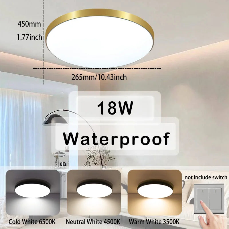 Bathroom Light Waterproof Led Ceiling Lights 18W 30W 40W Round Led Ceiling Lamp For Kitchen Living Room Balcony Toilet 110V 220V