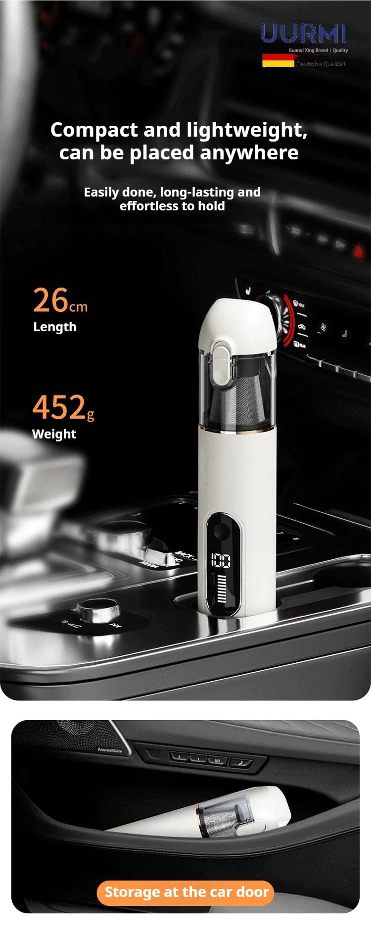 Uurmi Car Vacuum Cleaner 3 In1 Wireless Automobile Vacuum Cleaner Handheld Mini Dust Catcher