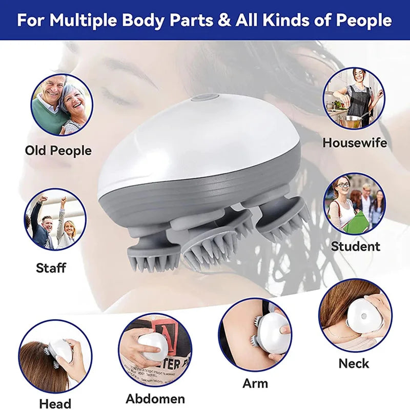 Electric Scalp Head Massager Cat Massager Therapy Antistress Relax Body Massage Remove Muscle Tension Tiredness Massageador Tool