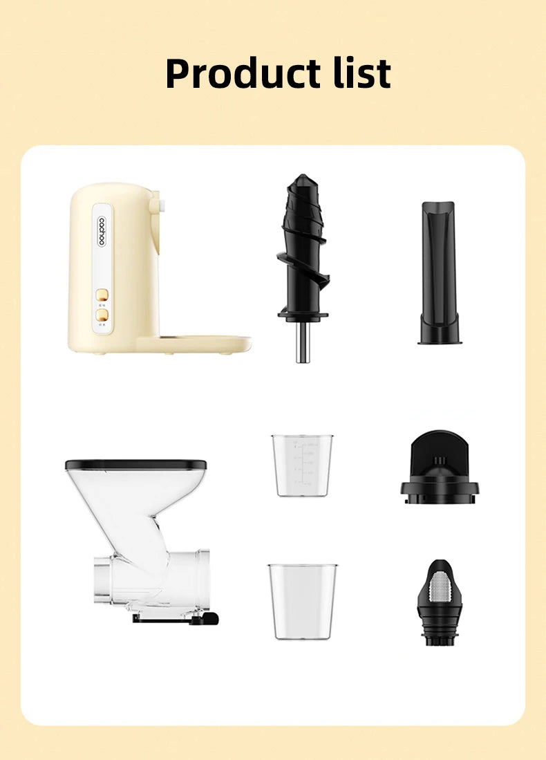 Slow Electric Juicer Multifunction Fruit Vegetable Screw Cold Press Extractor Automatic Squeezer Citrus Juicer Portable Blender