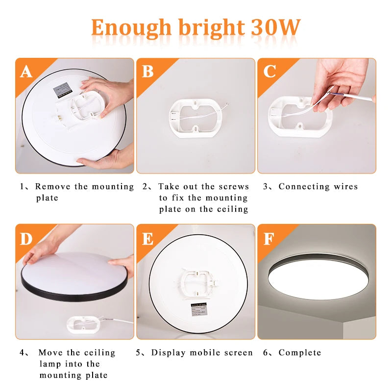 Bathroom Light Waterproof Led Ceiling Lights 18W 30W 40W Round Led Ceiling Lamp For Kitchen Living Room Balcony Toilet 110V 220V