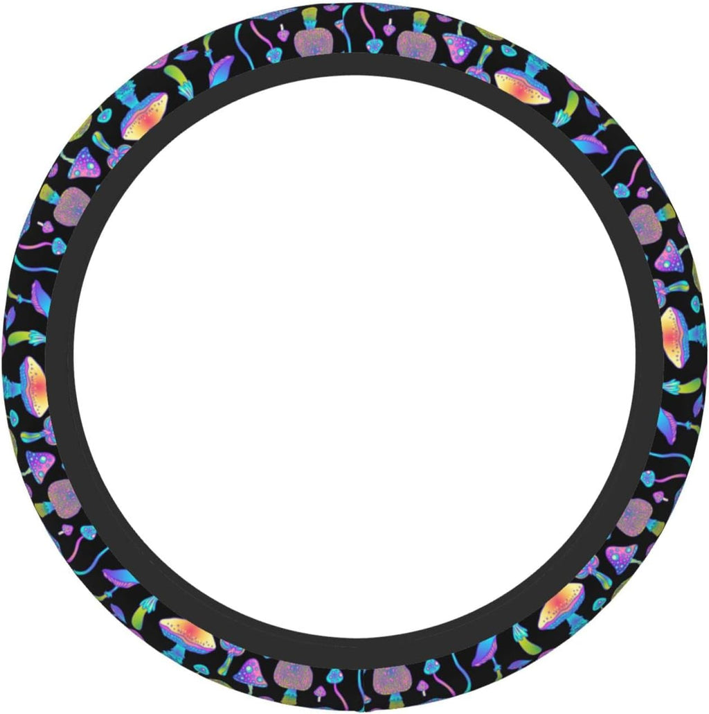 Colorful Mushroom Steering Wheel Cover Forest Psychedelic Mushroom  Automobile Neoprene Shell Anti-Skid Automobile Steering