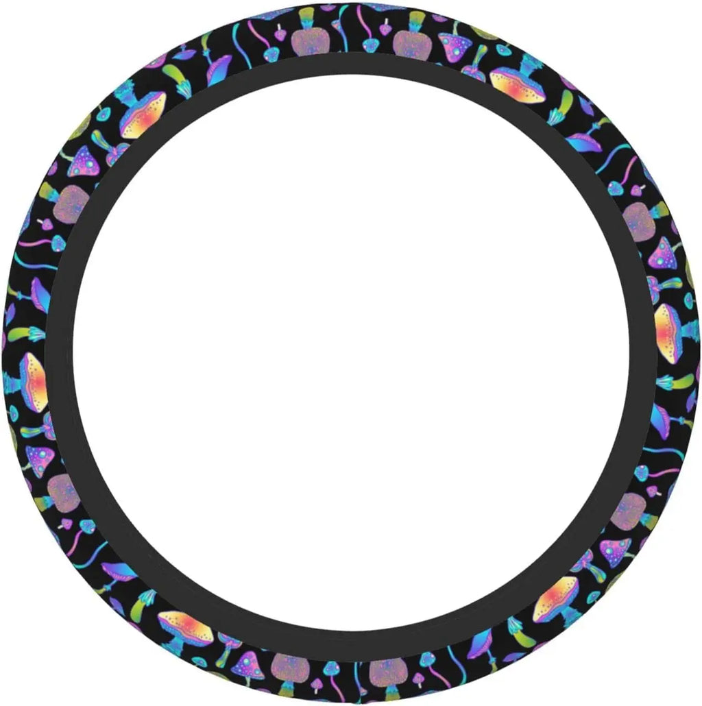 Colorful Mushroom Steering Wheel Cover Forest Psychedelic Mushroom  Automobile Neoprene Shell Anti-Skid Automobile Steering