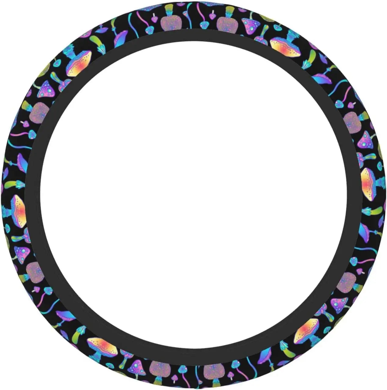 Colorful Mushroom Steering Wheel Cover Forest Psychedelic Mushroom  Automobile Neoprene Shell Anti-Skid Automobile Steering