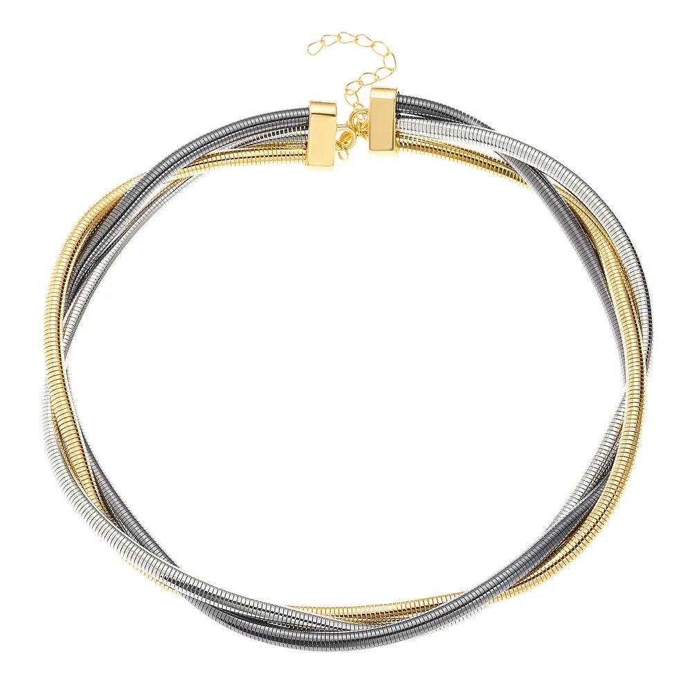 Creative Gift Alloy Bendable Snake Necklace Silver Color Gold Color Flexible Choker Twistable Punk Bracelet
