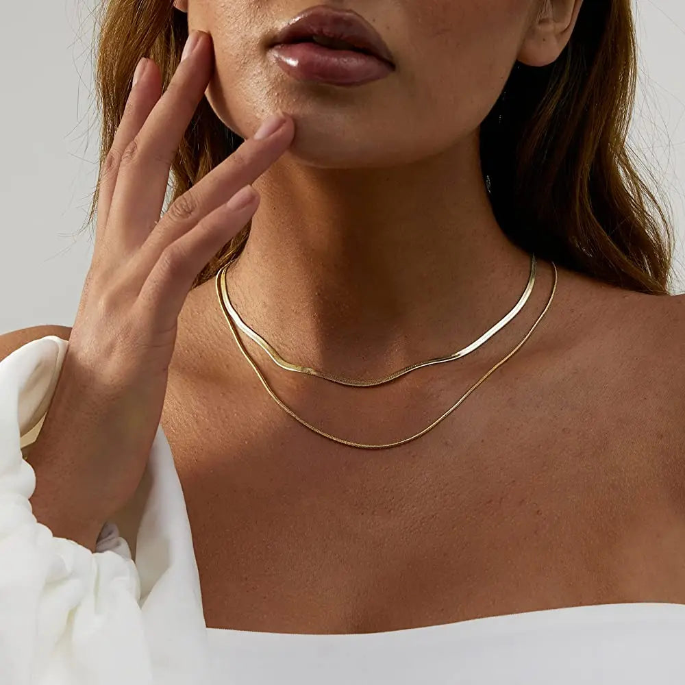 classic basic chain choker 3mm snake chain choker necklace for women simple jewelry wholesale
