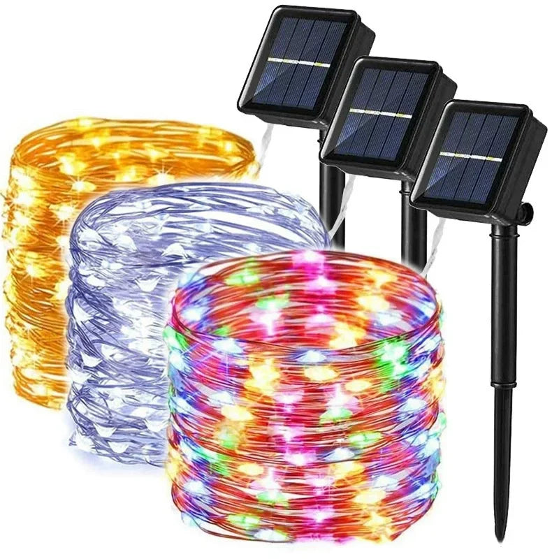 7m/12m/22m/32m/42m Solar Light String Outdoor Waterproof 8 Modes DIY Fairy Garland Lamp Garden Yard Wedding LED Decoration Light