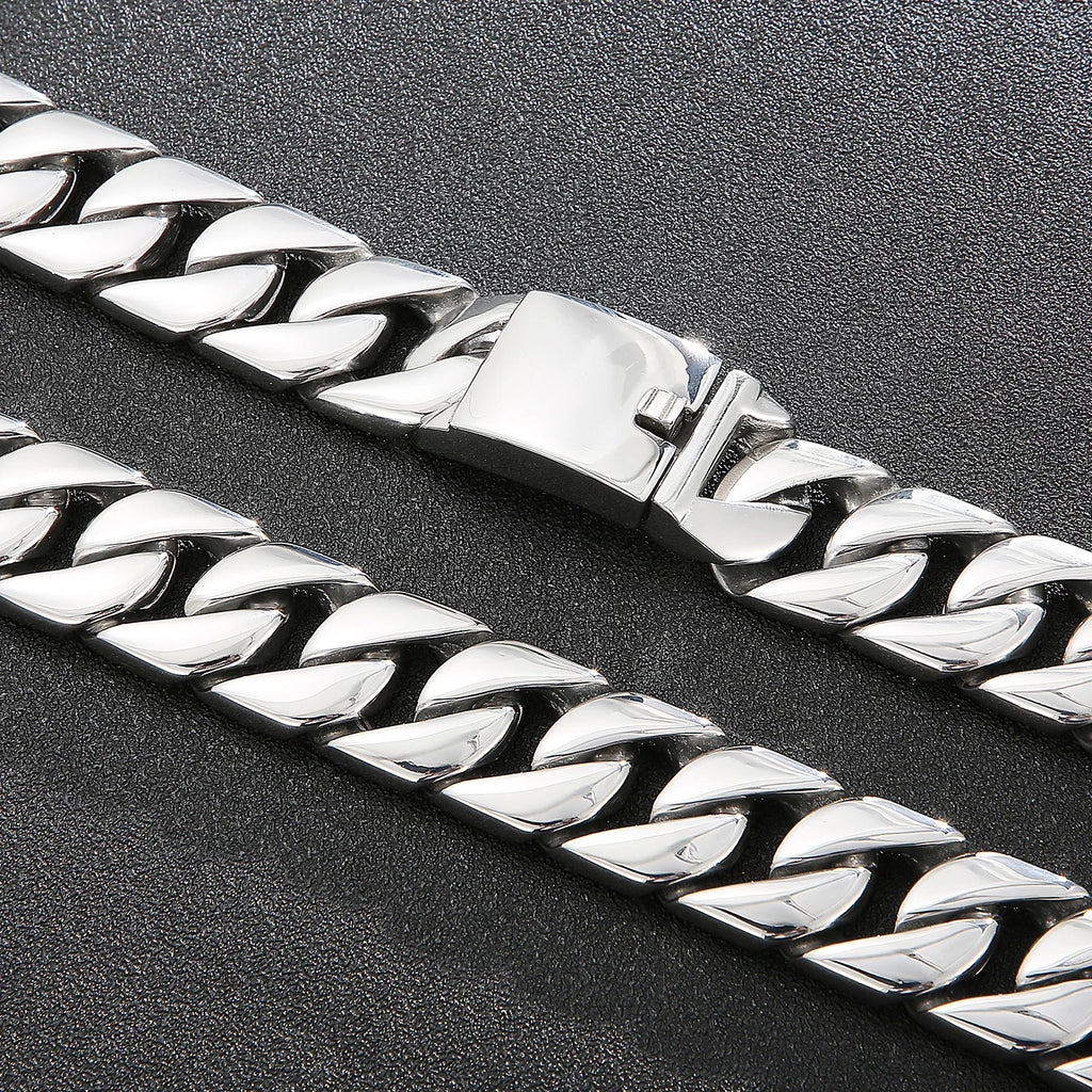 20mm Chunky Curb Chain Bracelet & Necklace - Stainless Steel 316L - KN199983-KJX