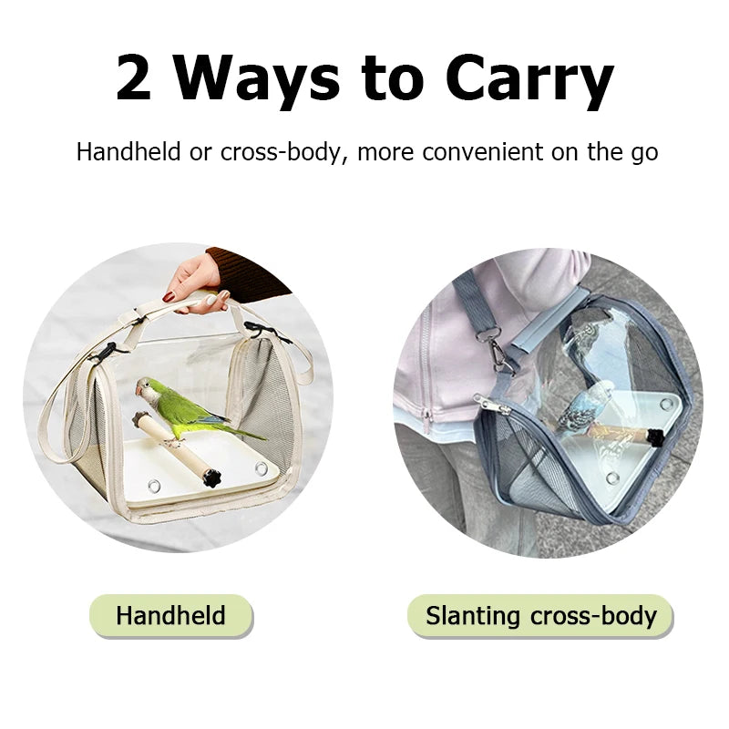 Portable Bird Travel Bag With Stand & Removable straps Breathable design Suitable for Small Pets and Birds Parrots Hamsters