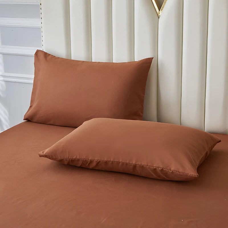 3/4pcs Bedding Set - Waterproof and Breathable Fitted Sheet Set for Bedroom, 1pc Flat sheet/ 1pc Fitted sheet /2pcs Pillowcases