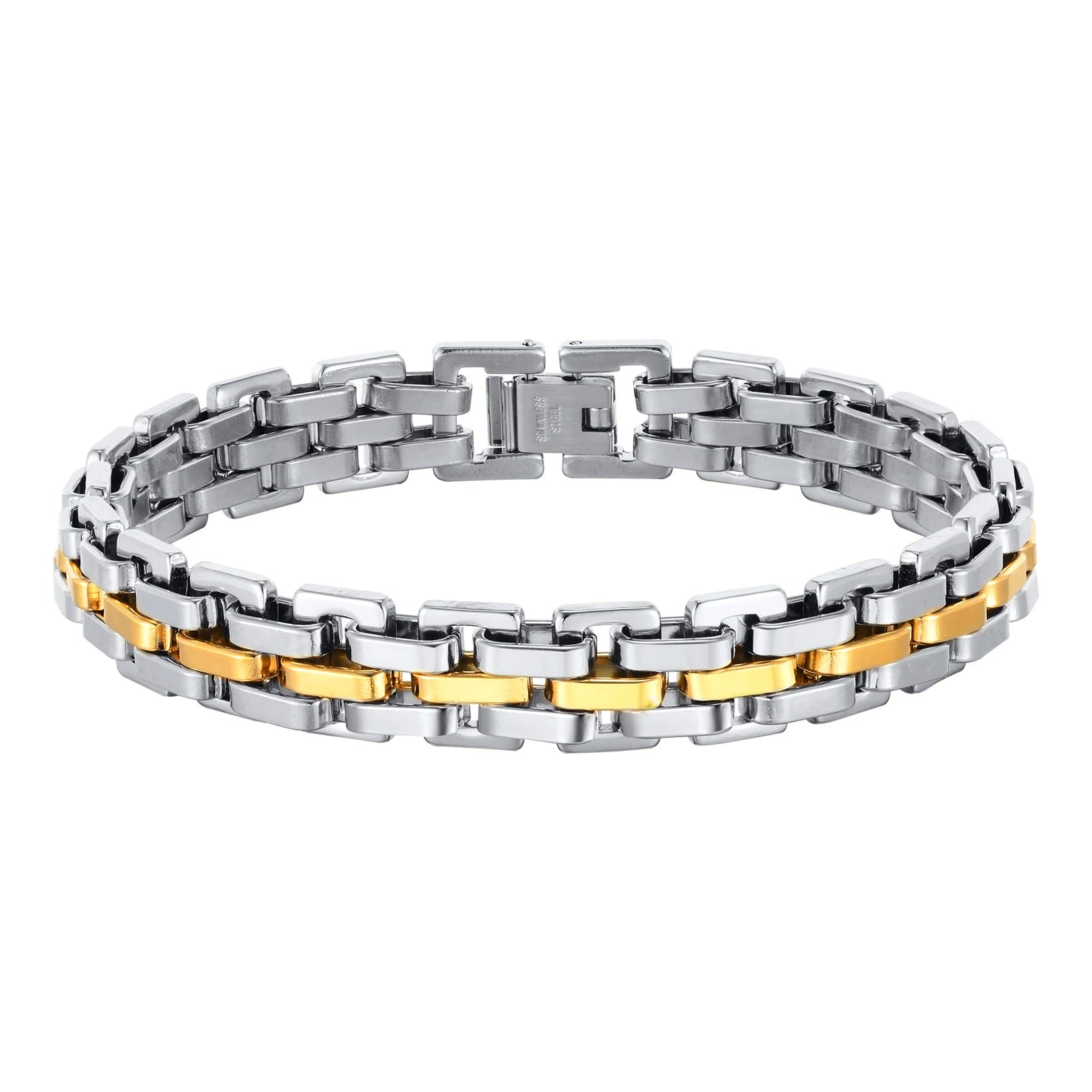 Vnox Thick Masculine Wtach Band Link Bracelets for Men, 11mm Stainless Steel Handmade Link Wristband, Gentle Punk Gift for Him