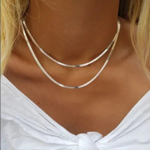 classic basic chain choker 3mm snake chain choker necklace for women simple jewelry wholesale