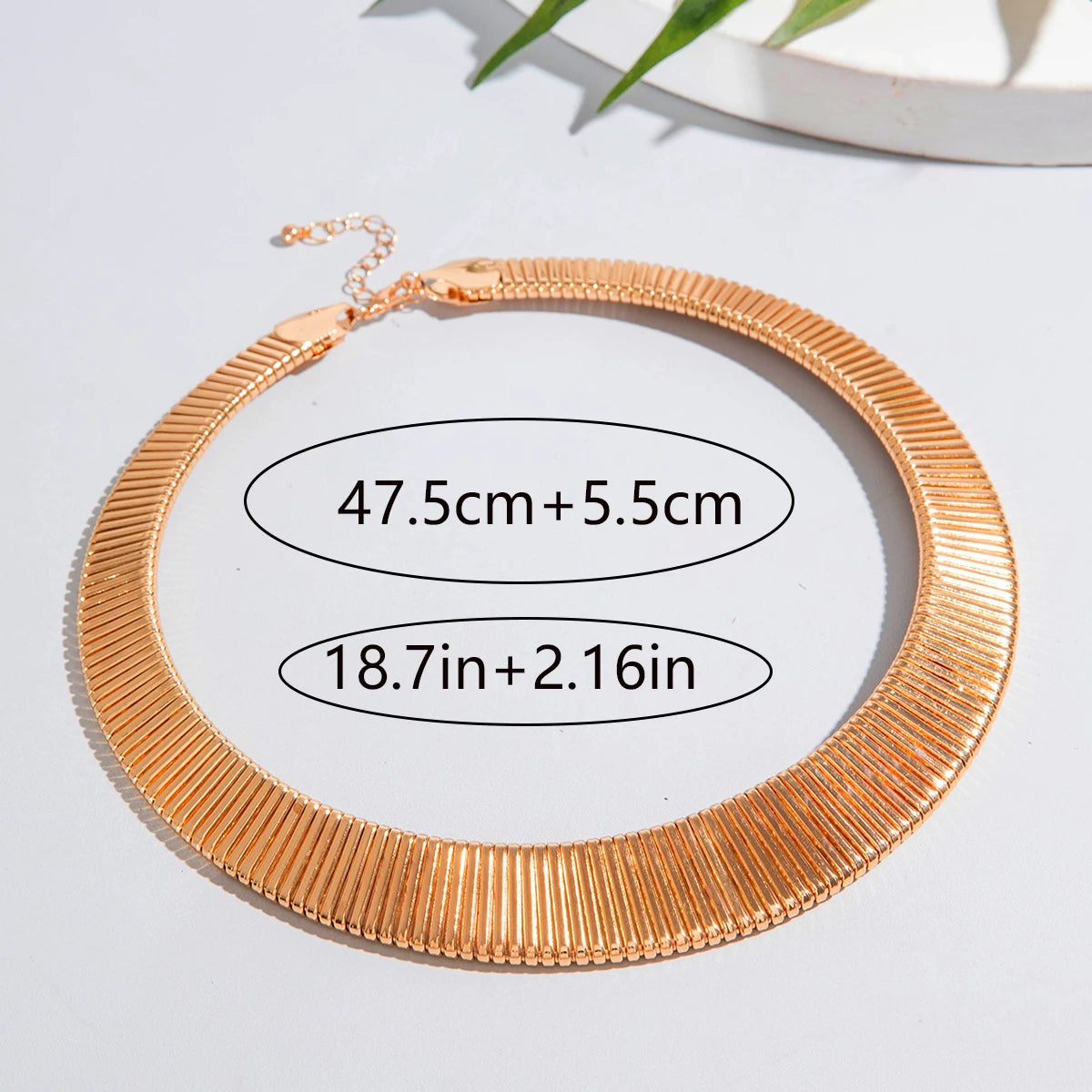 Tocona Vintage Exaggerated Gold Silver Colour Chunky Choker for Women Striped Collar Necklace with Adjustable Chain Jewelry