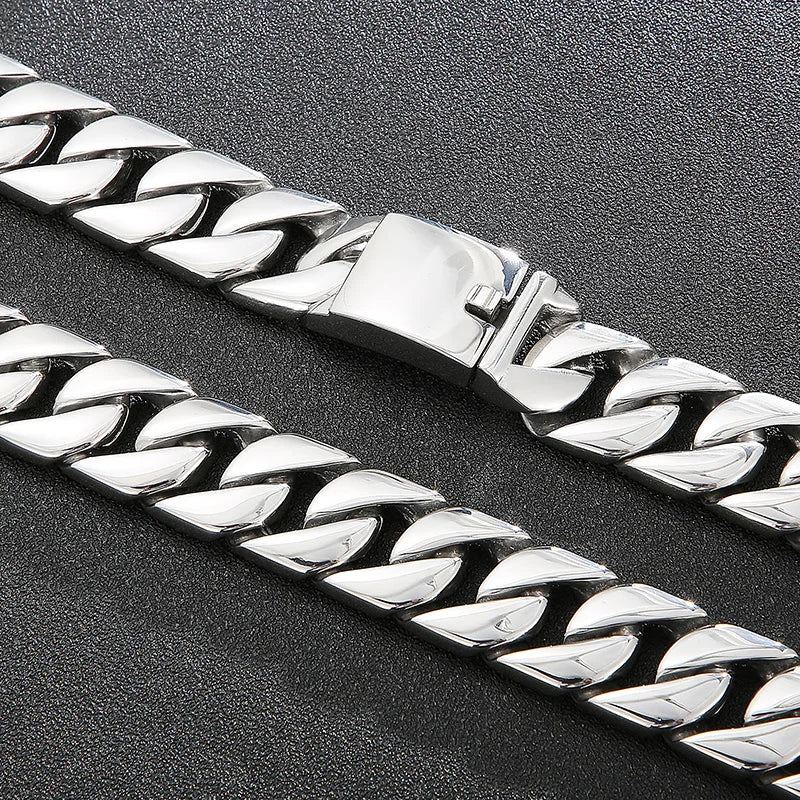 20mm Chunky Curb Chain Bracelet & Necklace - Stainless Steel 316L - KN199983-KJX