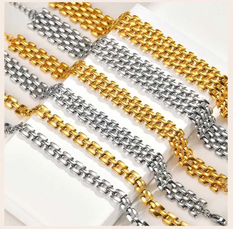 18k Gold Plated Mesh Link Bracelet for Women, Clavicle Chain Wrist Bracelet Polish Jewelry