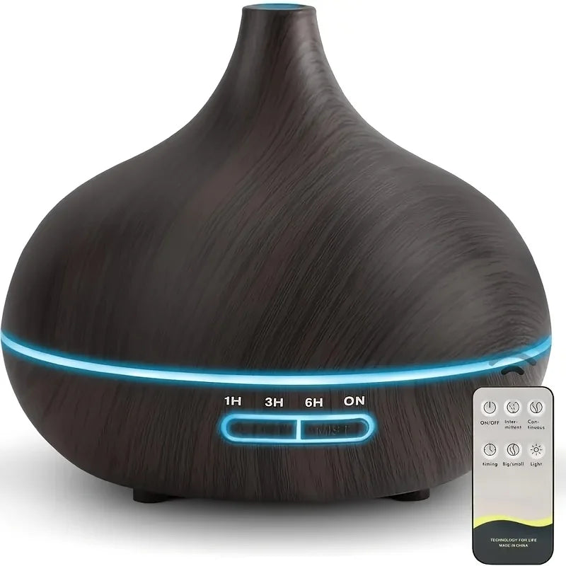 Diffuser For Home 550ml Aromatherapy Essential Oil Diffuser Wood Grain Remote Control Ultrasonic Air Humidifier Cool 7 Color LED