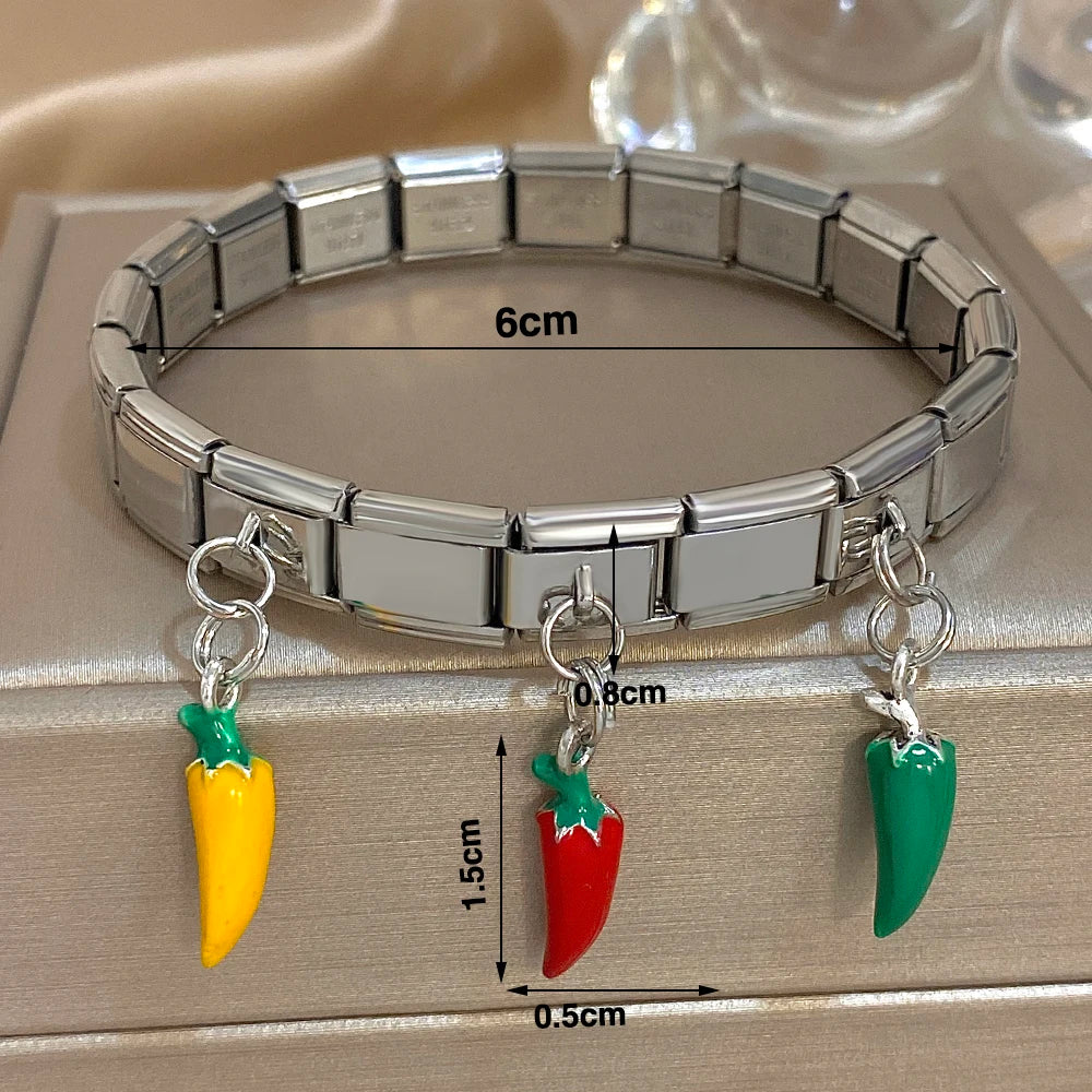 Greatera Castle Girl Panda Colorful Flower Smiling Face Sun Moon Pattern Pendant Bangle Personality Multiple Style Bracelet New