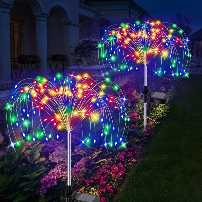 420LED Firework Lights Garden Decor Solar Power Outdoor Waterproof Pathway Flowers Lights for Patio Walkway Yard