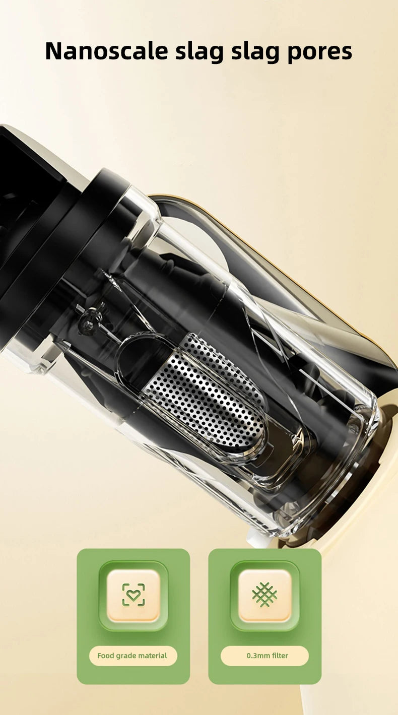 Slow Electric Juicer Multifunction Fruit Vegetable Screw Cold Press Extractor Automatic Squeezer Citrus Juicer Portable Blender
