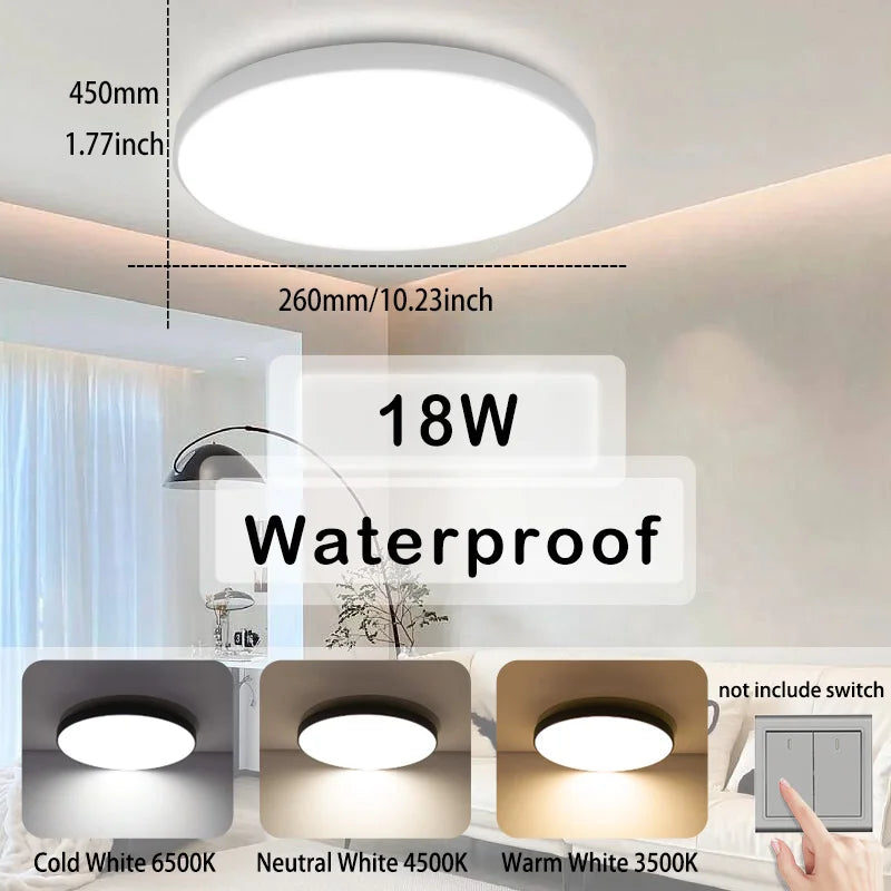 Bathroom Light Waterproof Led Ceiling Lights 18W 30W 40W Round Led Ceiling Lamp For Kitchen Living Room Balcony Toilet 110V 220V