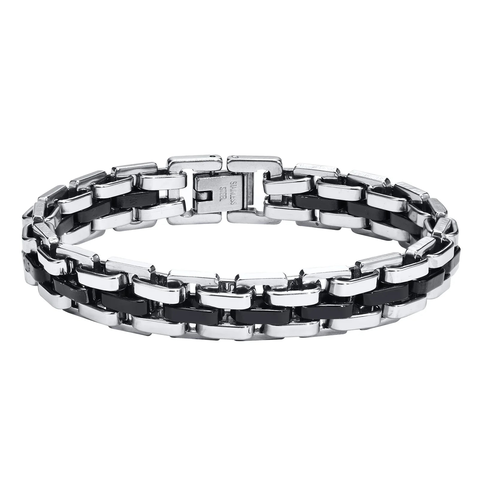 Vnox Thick Masculine Wtach Band Link Bracelets for Men, 11mm Stainless Steel Handmade Link Wristband, Gentle Punk Gift for Him