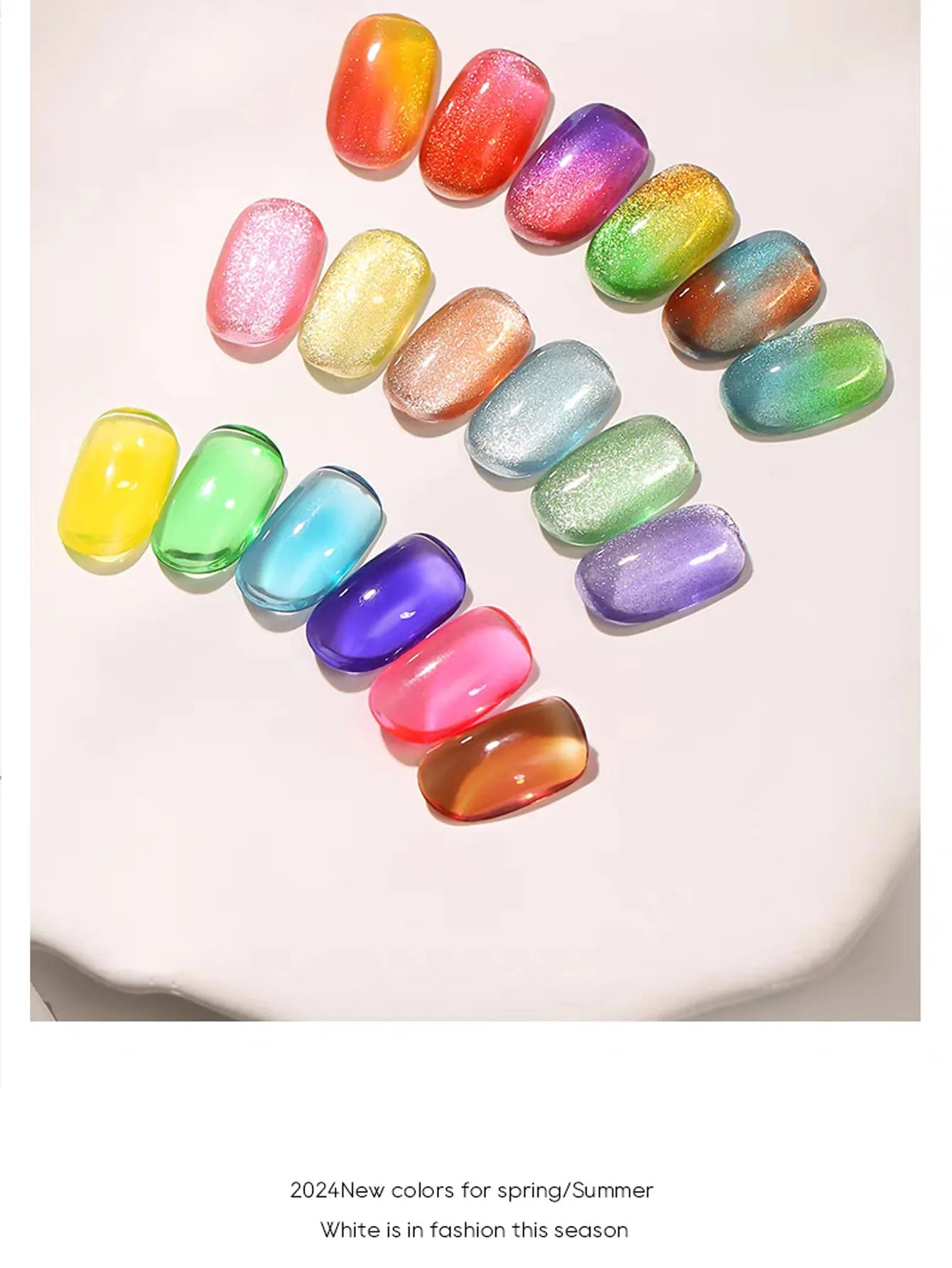 1-7PCS 12ML Ice-clear Glass Superimposed Universal Cat Eye Gel Nail Polish Dopamine Candy Glass Beads Home DIY Nail Gel Polish