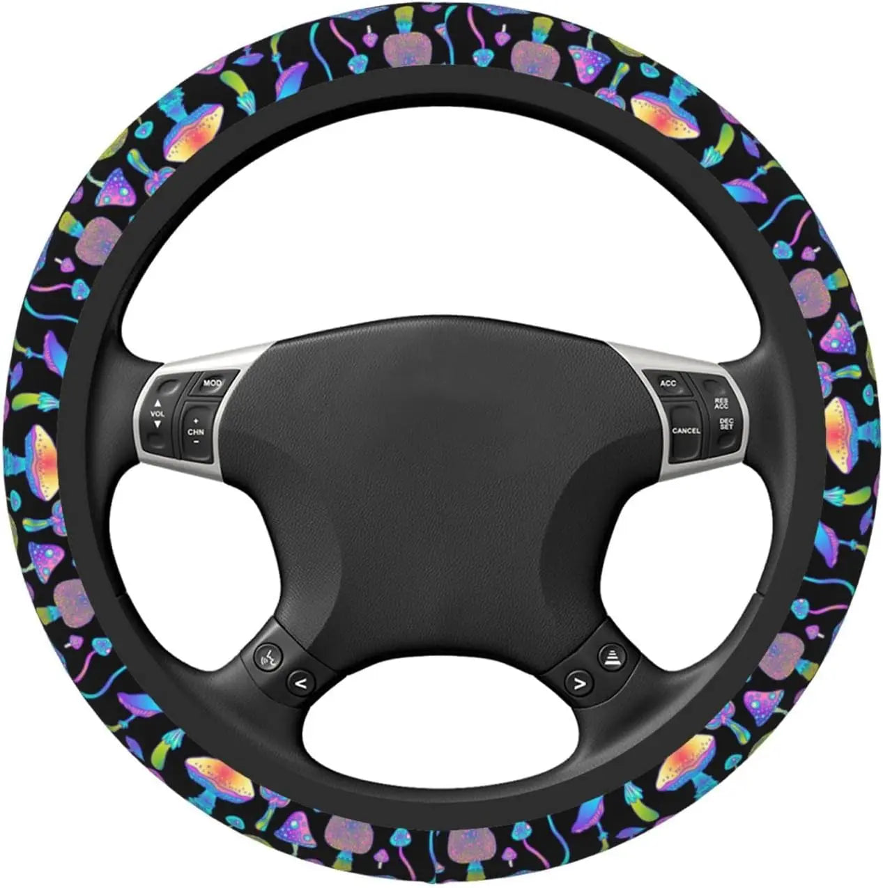 Colorful Mushroom Steering Wheel Cover Forest Psychedelic Mushroom  Automobile Neoprene Shell Anti-Skid Automobile Steering