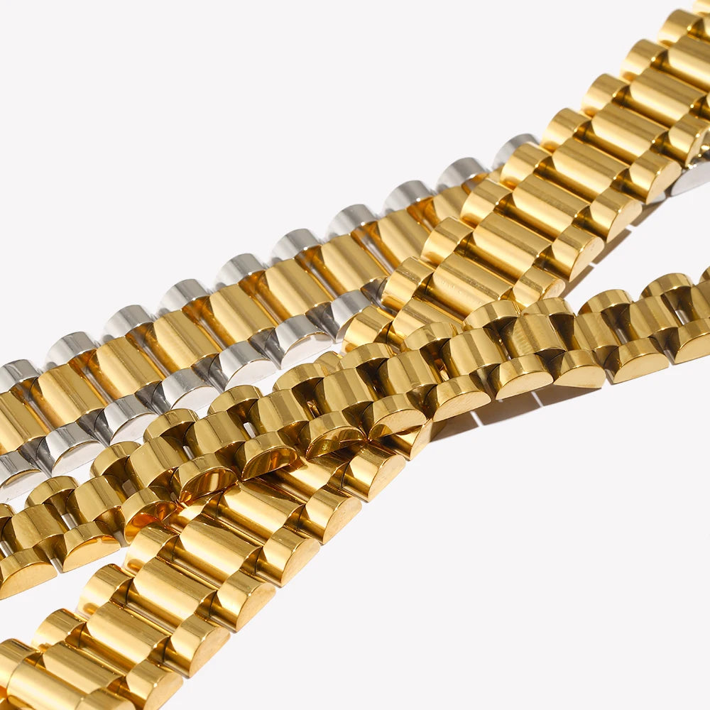E.B.belle 2024 New Stainless Steel Gold Plated Detachable Wristbands Bracelets Bangles For Women Men Gold Wrap Bracelets