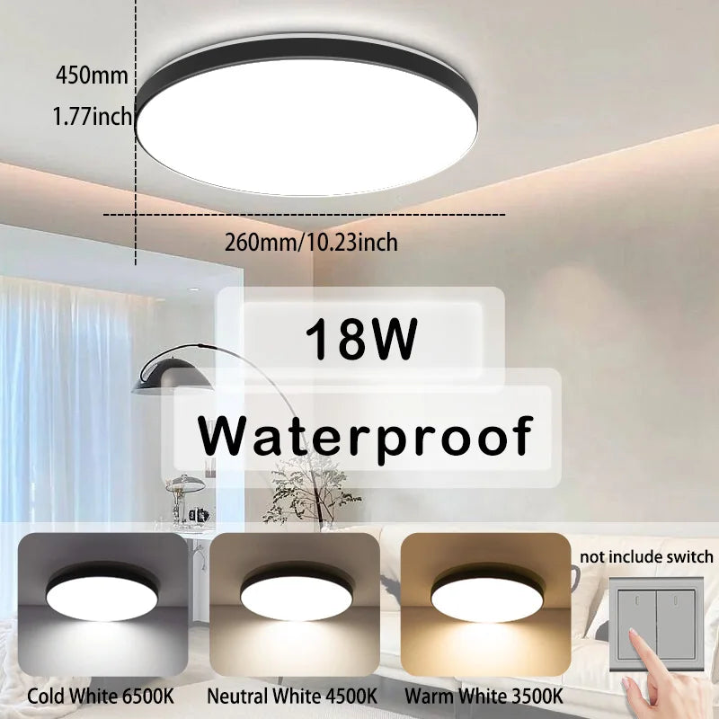 Bathroom Light Waterproof Led Ceiling Lights 18W 30W 40W Round Led Ceiling Lamp For Kitchen Living Room Balcony Toilet 110V 220V