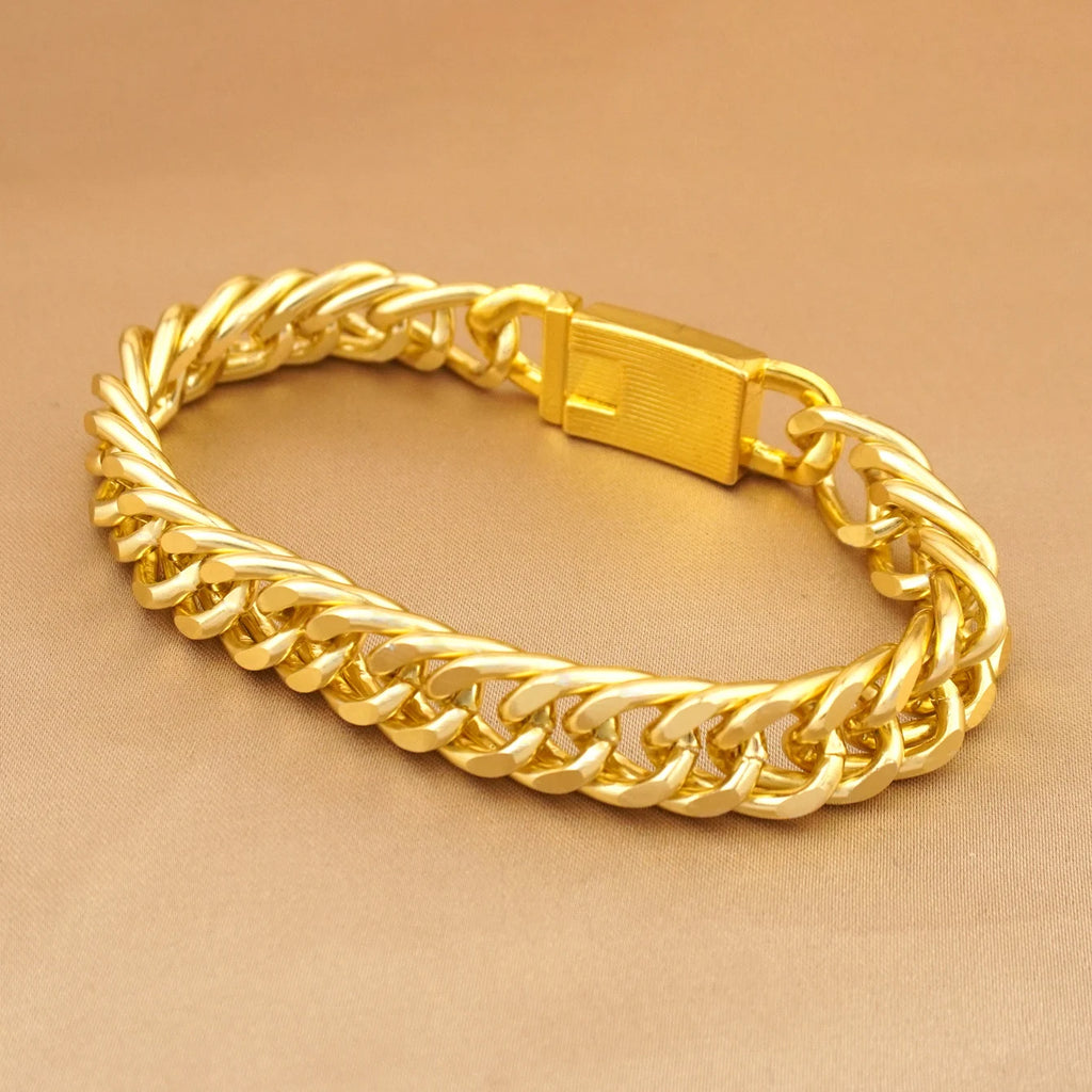 24K gold-plated hip-hop style men's bracelet, classic pairing for rock musicians, jewelry accessories for street enthusiasts