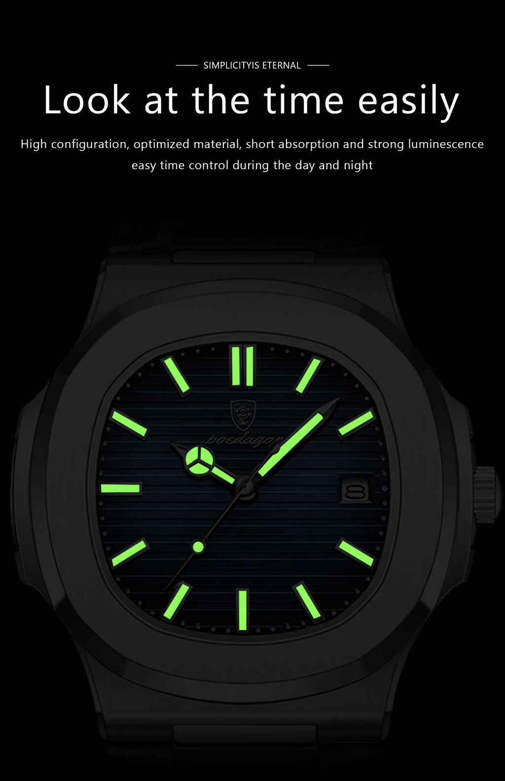 POEDAGAR Luxury Man Wristwatch Waterproof Luminous Date Leather Men's Watches Sports Square Men Watch Casual Quartz Male Clocks