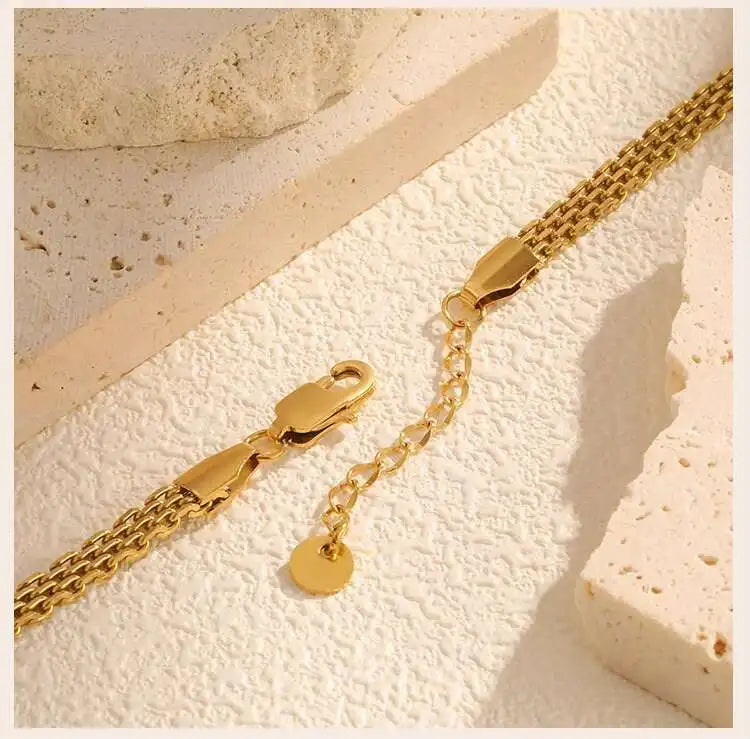 Mesh Link Chain Stainless Steel Bracelet for Women, 3mm/4mm/6mm Gold Plated Italian Chain Wristband Gift Jewelry, Non Tarnis
