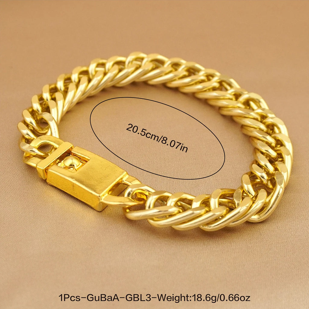 24K gold-plated hip-hop style men's bracelet, classic pairing for rock musicians, jewelry accessories for street enthusiasts
