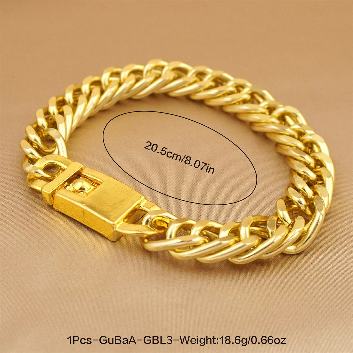 24K gold-plated hip-hop style men's bracelet, classic pairing for rock musicians, jewelry accessories for street enthusiasts