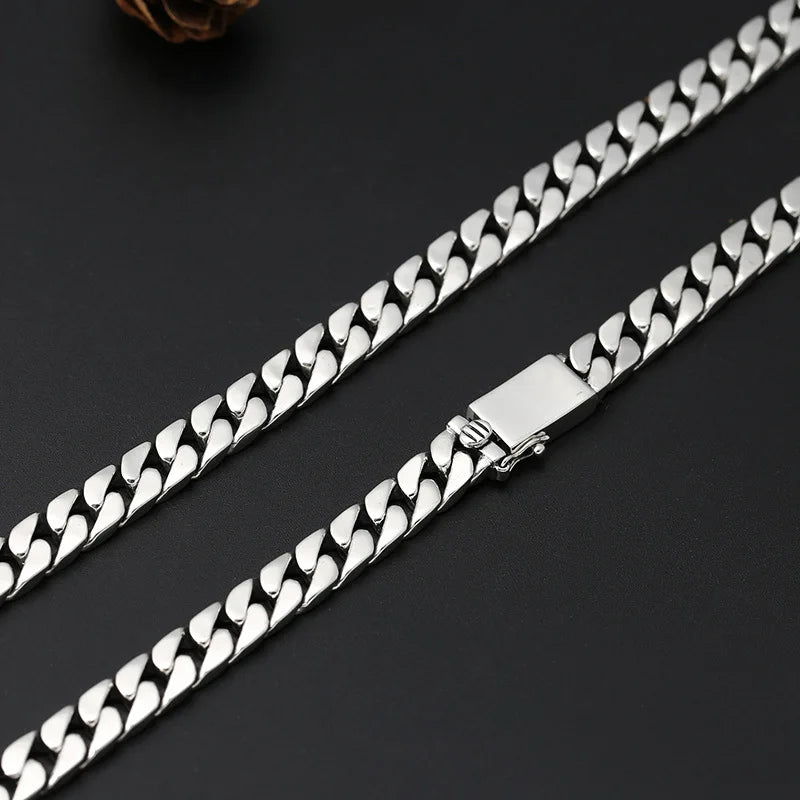 100% S925 Sterling Silver Necklace Bracelet Punk S925 Silver Jewelry Never Fade Carry certificate Men Women Jewelry Gifts