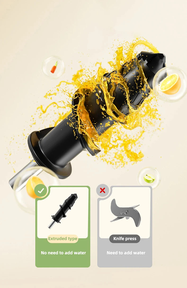 Slow Electric Juicer Multifunction Fruit Vegetable Screw Cold Press Extractor Automatic Squeezer Citrus Juicer Portable Blender