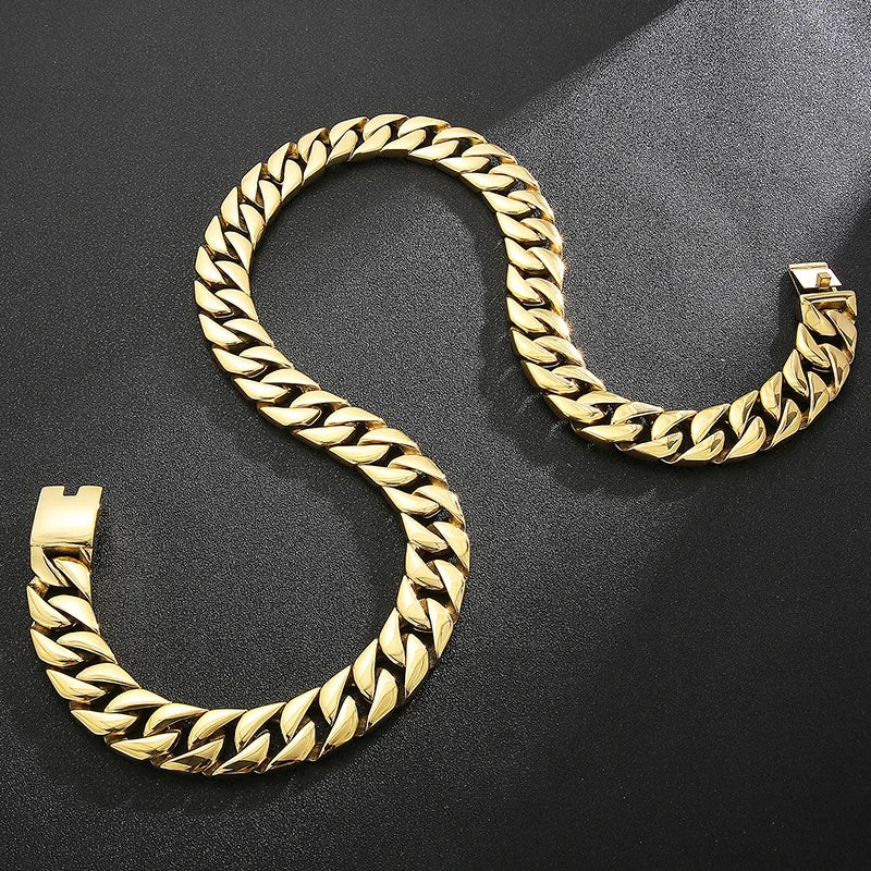 20mm Chunky Curb Chain Bracelet & Necklace - Stainless Steel 316L - KN199983-KJX