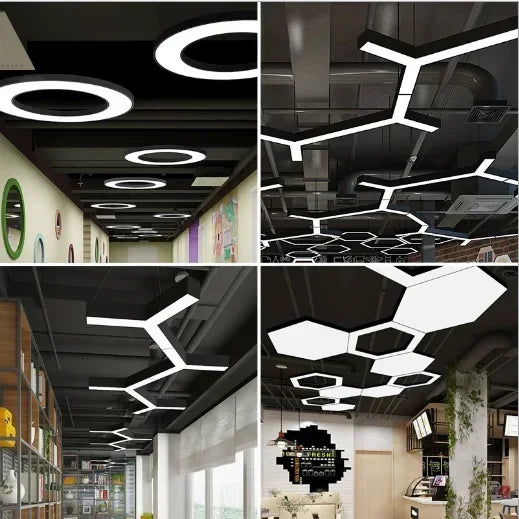 Simple Led Office Chandelier Creative Hexagonal Round Y-shaped splicing Special-Shaped Chandelier Gym Office Light