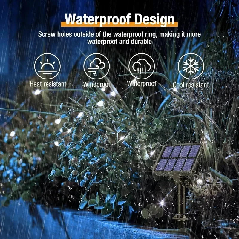 7m/12m/22m/32m/42m Solar Light String Outdoor Waterproof 8 Modes DIY Fairy Garland Lamp Garden Yard Wedding LED Decoration Light