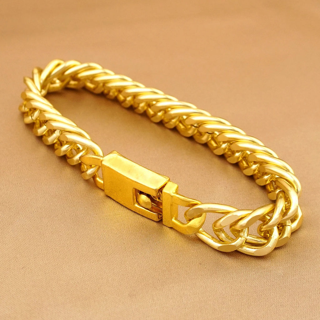 24K gold-plated hip-hop style men's bracelet, classic pairing for rock musicians, jewelry accessories for street enthusiasts