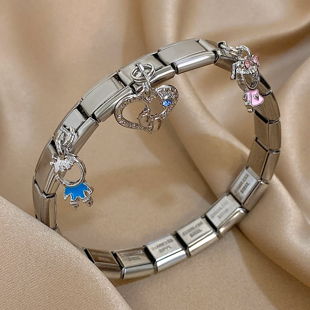 Greatera Castle Girl Panda Colorful Flower Smiling Face Sun Moon Pattern Pendant Bangle Personality Multiple Style Bracelet New