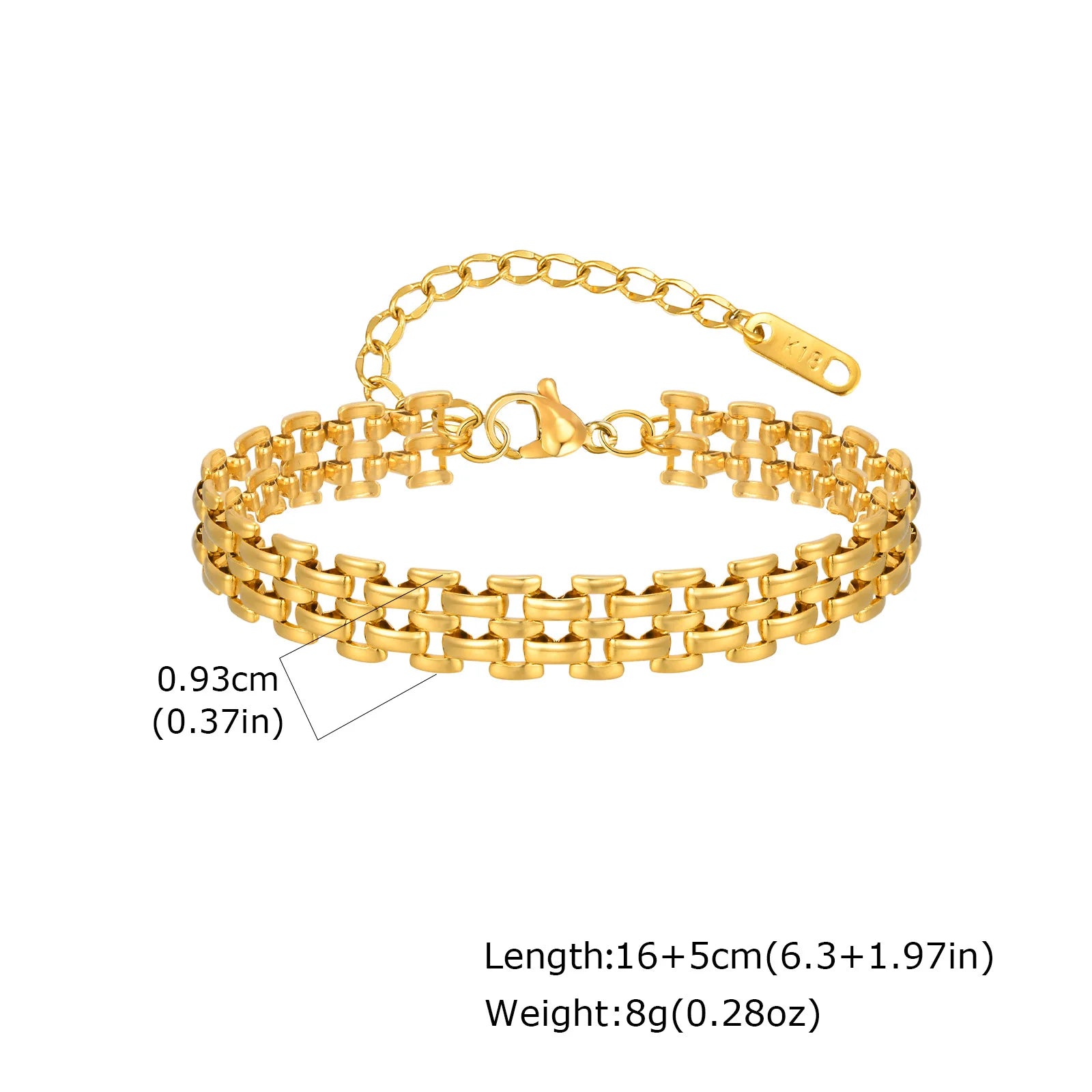 18k Gold Plated Mesh Link Bracelet for Women, Clavicle Chain Wrist Bracelet Polish Jewelry
