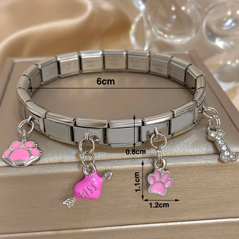 Greatera Castle Girl Panda Colorful Flower Smiling Face Sun Moon Pattern Pendant Bangle Personality Multiple Style Bracelet New