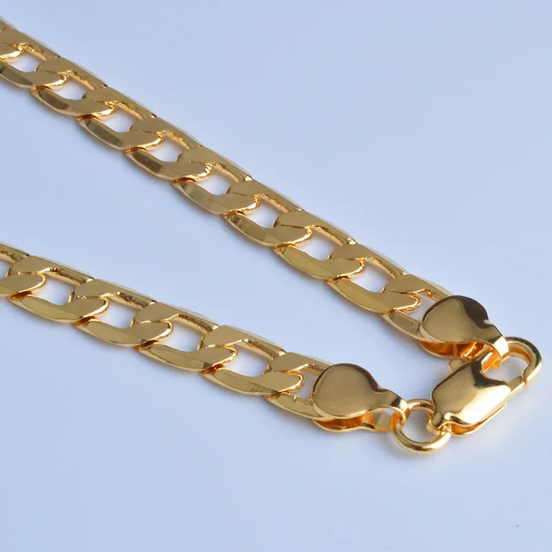 Special offer 18K gold Necklaces 925 Stamp Silver color Classic 8MM sideways chain for Men woman fine Jewelrys Wedding party