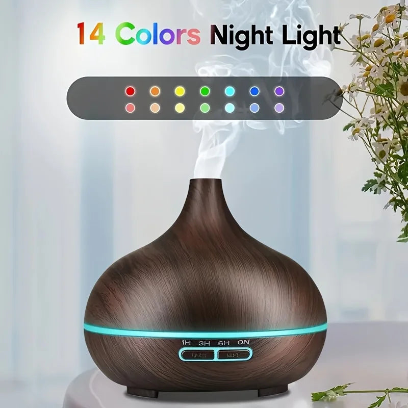 Diffuser For Home 550ml Aromatherapy Essential Oil Diffuser Wood Grain Remote Control Ultrasonic Air Humidifier Cool 7 Color LED