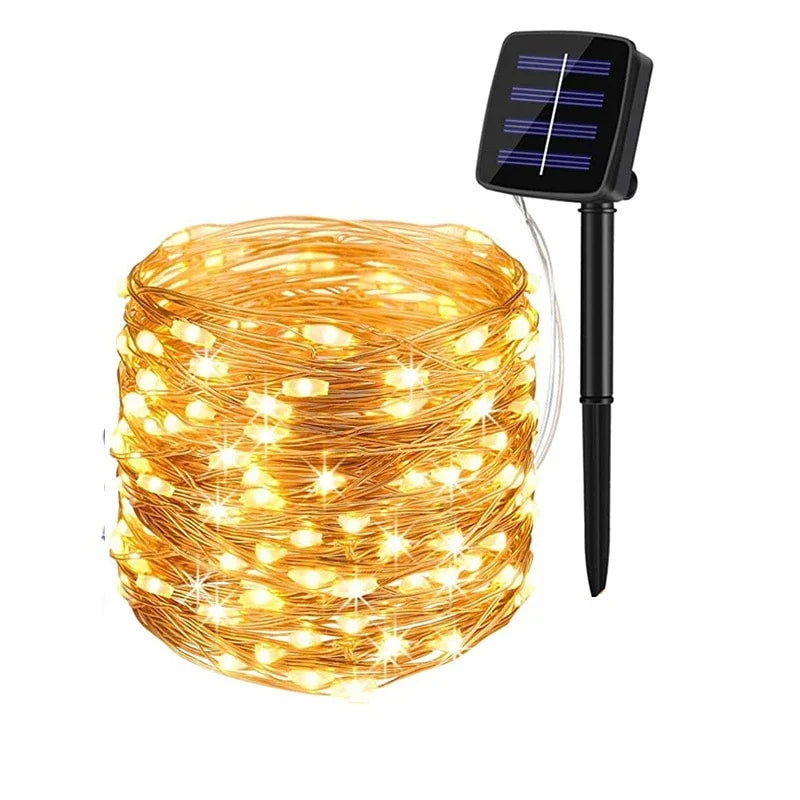 7m/12m/22m/32m/42m Solar Light String Outdoor Waterproof 8 Modes DIY Fairy Garland Lamp Garden Yard Wedding LED Decoration Light